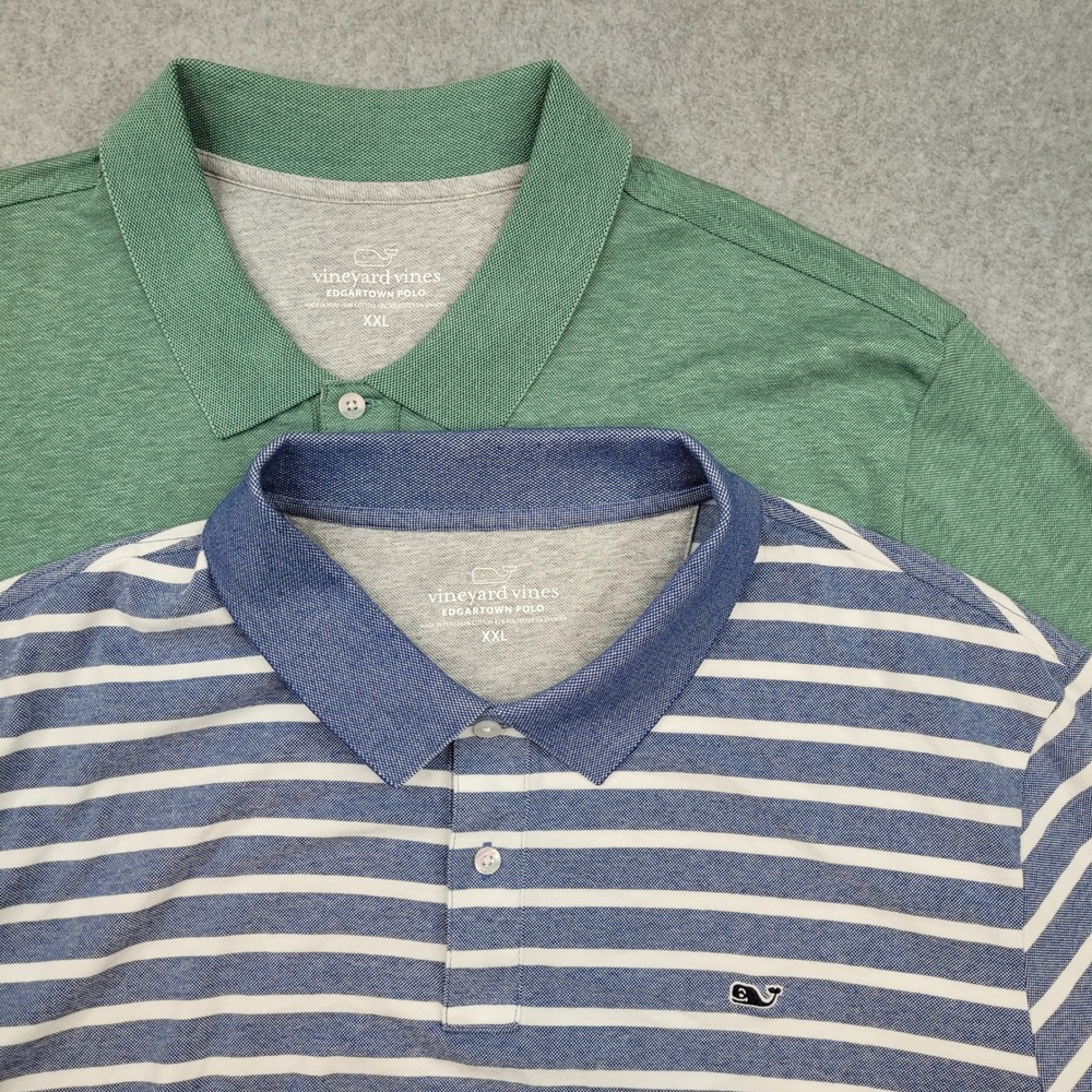 Vineyard Vines Edgartown Polo Shirt Mens XXL Bundle Green Blue Striped